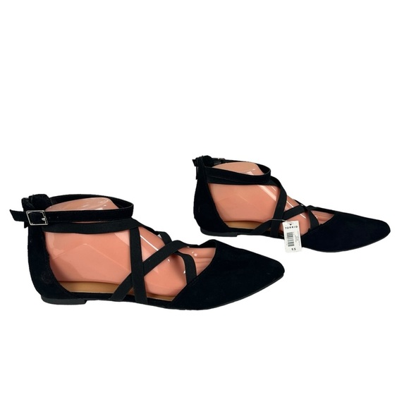 Torrid Faux Suede Elastic Criss-Cross Strappy Black Sandals Womens Size 9.5WW - Picture 2 of 13